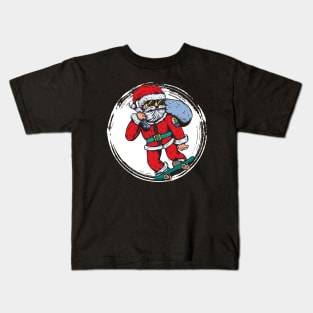 Santa Skateboarder Happy Christmas Merry Christmas Christmas Event Christmas Present Gift for Family for Dad for Mom for Friends for Kids Kids T-Shirt